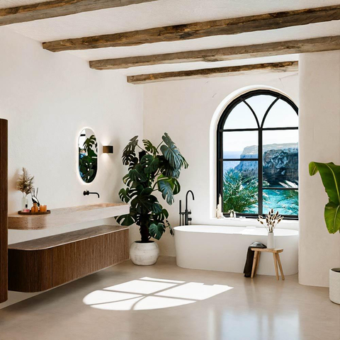 MONDIAZ THOR-DLUX 200cm meuble de salle de bains arrondi gauche + droite couleur Walnut avec 2 tiroirs et 2 portes. Vasque suspendue CLOUD droite sans trou de robinet couleur Saba. SW1467226