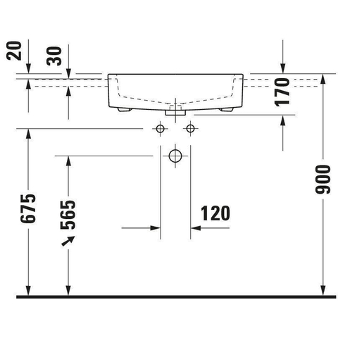 Duravit Vero Half inbouwwastafel - met kraangat - met overloop - 55x47cm - met wondergliss - inclusief bevestiging - wit 0300008