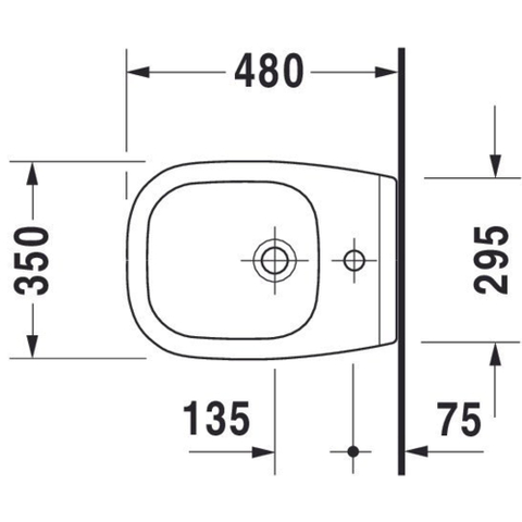 Duravit D-code Wandbidet - 350x350x480mm - 1 kraangat - met overloop - compact - wit 0315119