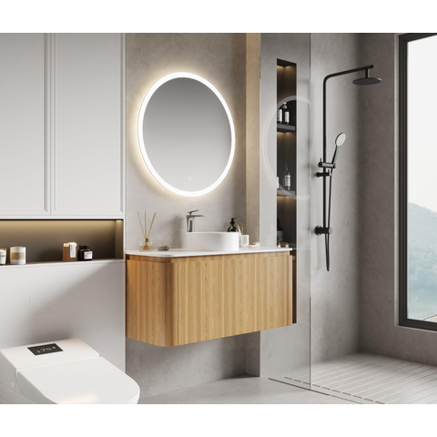 Royal Plaza Terra Meuble sous-lavabo - 100cm - 2 tiroirs - coins arrondis - sandwood (chêne clair) SW1174099