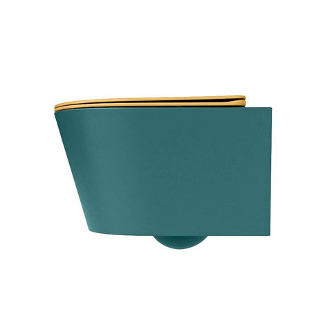 Mondiaz LAVIE hangtoilet – spoelrandloos – 36 x 53 cm – met softclose zitting – Smag (groen), zitting Ocher (geel) SW1208784