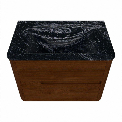 Mondiaz CIRO-DLUX Meuble de salle de bains set - 70x45x50cm - Plan-vasque Solid surface Lava - 1 vasque au milieu - sans trous de robinet - 2 tiroirs - Ruby SW1531575