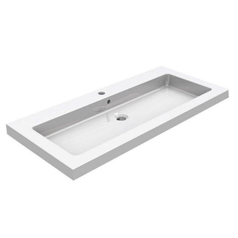 Wiesbaden Kera lavabo simple avec 1 trou de robinet 100x46x5 cm céramique brillant blanc SW102836