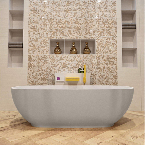 MONDIAZ ROCK vrijstaand bad - 170x70cm - mat linen / talc (beige / wit) SW491581