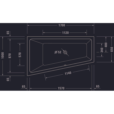Duravit No.1 Inbouwbad 170x100/65cm acryl - glans wit SW723755