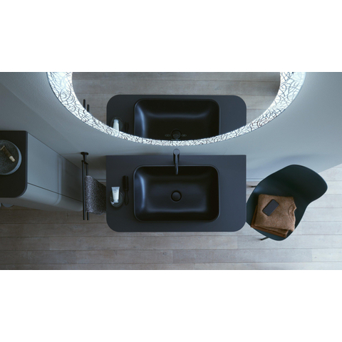 Duravit Happy D.2 Plus waskom rechthoekig - zonder kraangat - zonder overloop - 60x40cm - met keramische afdekkap - mat antraciet SW297026