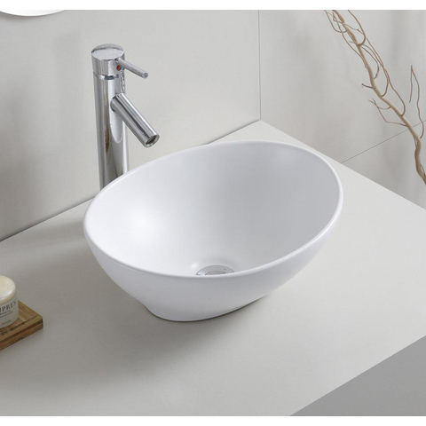 Wiesbaden Barco Vasque à poser ovale 40 x 33 x 14,5 cm céramique mat blanc SW296003