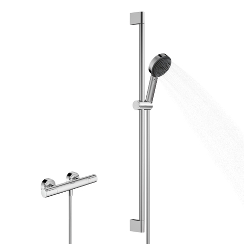 Hansgrohe Pulsify select s Glijstangset - ecosmart - handdouche - thermostatische kraan - 90cm - glijstang - glijstuk - doucheslang - hoogglans chroom SW1186267