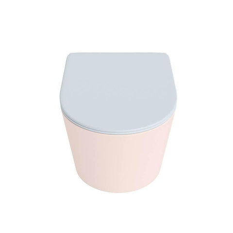 Mondiaz LAVIE WC suspendu – sans bride – 36 x 53 cm – avec abattant softclose – Rosee (rose), abattant Clay (bleu clair/gris) SW1208591