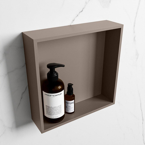 Mondiaz Easy nis 29.5x29.5x8cm - inbouw opbouw 1 open vak Solid surface Smoke - OUTLET UDEN STORE36503