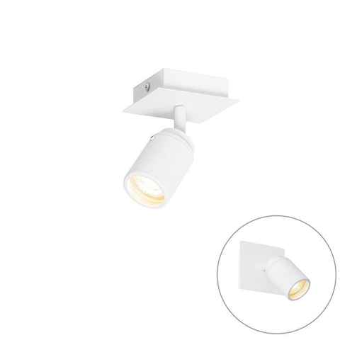 QAZQA Ducha plafonnier de salle de bains - 10x10cm - 1 spot - IP44 - carré - blanc mat SW1187231