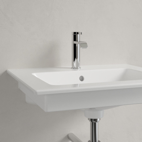 Villeroy & Boch venticello wastafel - 600x500mm - met overloop - geslepen onderkant - 3 kraangaten middelste open - White Alpine (glans wit) 1025156