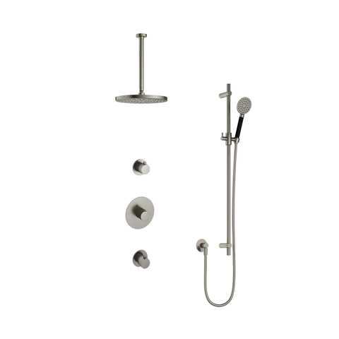 Hotbath Cobber IBS20 Regendoucheset - inbouw - 30cm plafondarm - 30cm ronde hoofddouche - 3 standen handdouche - glijstang - geborsteld nikkel (RVS) SW440662