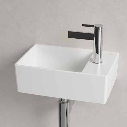 Villeroy & Boch memento 2.0 fontein - 40x26cm - 1 kraangat - zonder overloop - Stone White (mat wit) SW336069