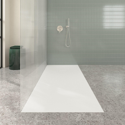 Villeroy & Boch Ecora douchebak - 180x80x4.5cm - afvoer korte zijde - stone white (wit) SW1559022