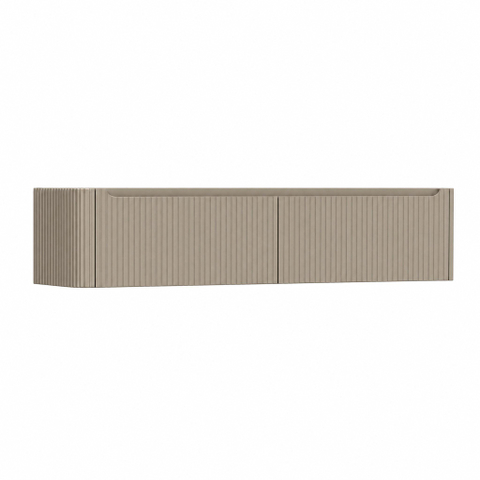 H&R Badmeubelen Juice Wastafelonderkast - 180x45x40cm - linkerhoek afgerond - 3D-front - 2 lades - geïntegreerde greep - olive SW1260451