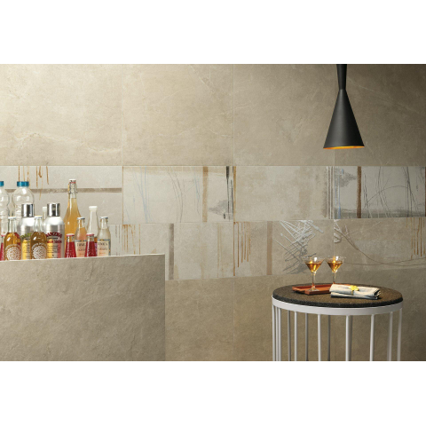 Ceralto Cemento Alto Concrete carrelage sol et mur - 100x100cm - 8.5mm - effet marbre - cream mat (beige) SW543595
