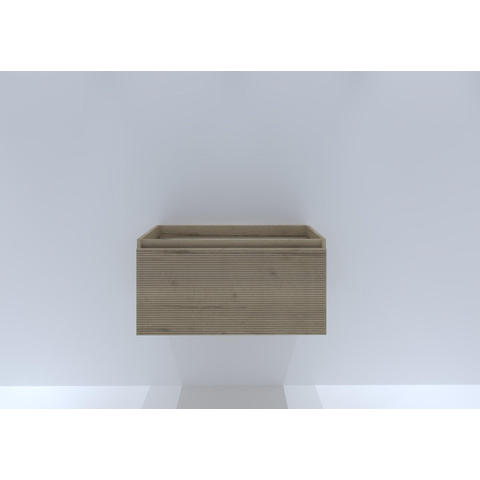H&R Badmeubelen Matrix Meuble sous-lavabo - 80x44.8x40cm - façade 3D - 1 tiroir - sans poignées avec bande de préhension - chêne français SW757128