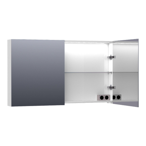 BRAUER Impress Deluxe armoire de toilette – 119 x 70 x 15 cm – LED indirecte – Blanc haute brillance SW242135