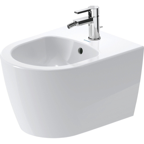 Duravit ME by Starck Bidet suspendu Compact 37x48cm avec trou de robinet et trop-plein Wondergliss blanc SW84177