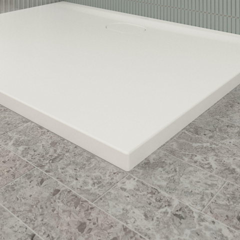 Villeroy & Boch Ecora douchebak - 120x90x3.5cm - afvoer lange zijde - stone white (wit) SW1558872