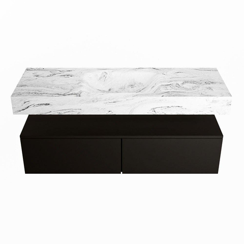 Mondiaz ALAN-DLUX Ensemble de meuble - 130cm - meuble Urban mat - 2 tiroirs - Lavabo Cloud Glace suspendu - vasque Centre - 1 trou de robinet SW805716