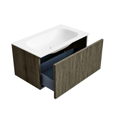 Mondiaz KURVE Badkamermeubelset - 80x46x40cm - 1 lade - wastafel solid surface - midden - zonder kraangat - Shadow SW1414216