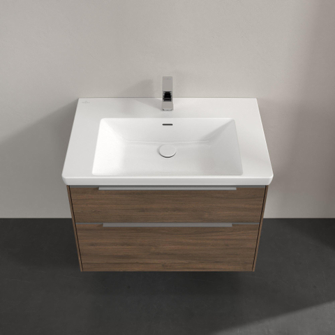 Villeroy & Boch Subway 3.0 wastafelonderbouwkast - met 2 laden - met grepen aluminium glanzend - 77.2x57.6x47.8 - Arizona Oak (hout) SW641508