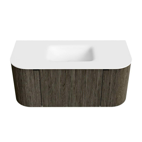 Mondiaz KURVE Badkamermeubelset - 100x46x40cm - 1 lade - 2 deuren - wastafel solid surface - midden - 1 kraangat - Shadow SW1414207