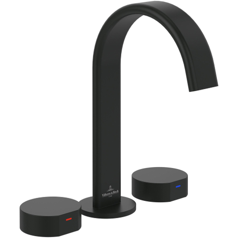 Villeroy & Boch Dawn wastafeluitloop set - zonder pop up afvoergarnituur - mat zwart SW974318