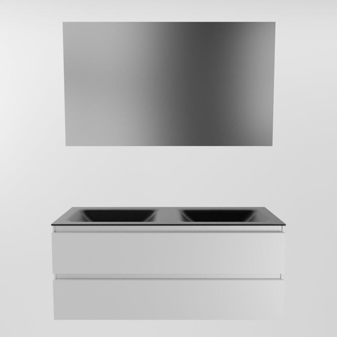 Mondiaz Aivy badmeubelset - 120x45x50cm - 0 kraangaten - 2 wasbakken urban Solid surface - Links en rechts - 2 lades - Met spiegel - MDF Talc SW892444