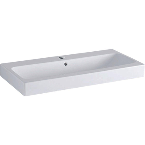 Geberit ICon wastafel - 90x48.5x16cm - 1 wasbak - 1 kraangat Midden - met overloopgat - keramiek - glans wit SW417251