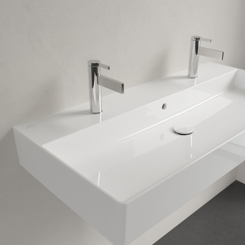 Villeroy & Boch memento 2.0 wastafel onderzijde - geslepen - 100x47cm - met overloop - 2 kraangaten CeramicPlus - White Alpine (glans wit) SW336053