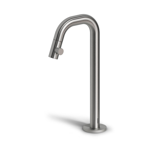 Clou Kaldur robinet de lave-mains avec bec haut à droite inox brossé. SW1565498