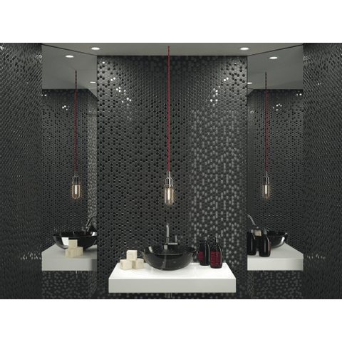 Ceralto Divaro Facet Mozaïektegel - 29.7x30.1cm - hexagon - 6mm - Zwart mat/glans SW798680