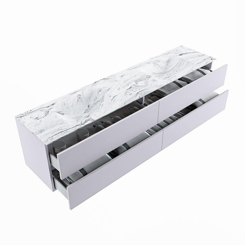 MONDIAZ VICA-DLUX Ensemble meuble de salle de bains - 200cm - meuble bas cale - 4 tiroirs - lavabo encastré cloud double - 2 trous de robinet - version haute 60cm - glace SW1088350