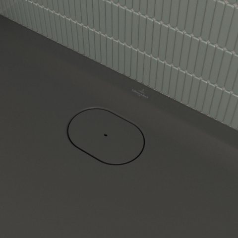 Villeroy & Boch Ecora douchebak - 100x80x3.5cm - afvoer lange zijde - anthracite (antraciet) SW1558912