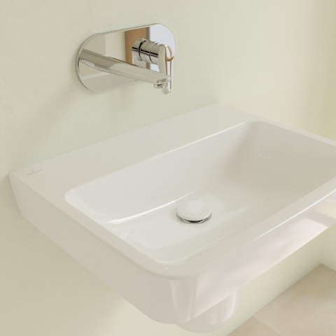Villeroy & Boch O.novo wastafel - zonder kraangat - 60x46cm - zonder overloop CeramicPlus - White Alpine (glans wit) SW448374