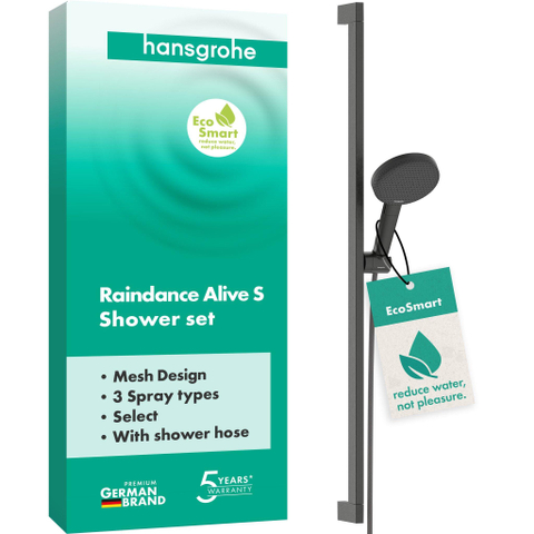 Hansgrohe Raindance alive Sel.S - 125 - 3jet - ecosmart - doucheset - 90cm - geborsteld zwart chroom (antraciet) SW1388393