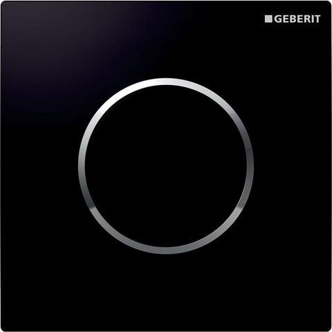 Geberit Type10 urinioir bedieningsplaat - pneumatisch - ronde knop - zwart glans chroom 0701940