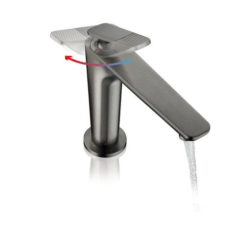 Hansgrohe Axor Citterio C 1-gats wastafelkraan 125 coolstart m. afvoerplug m. cubic cutvoorsprong 13.5cm - brushed black chrome SW1152127
