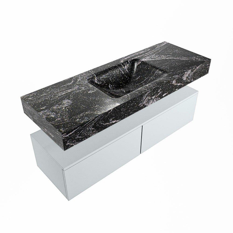 Mondiaz ALAN-DLUX Ensemble de meuble - 130cm - meuble Clay mat - 2 tiroirs - Lavabo Cloud Lava suspendu - vasque Centre - 0 trous de robinet SW808713