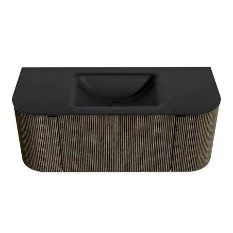 Mondiaz KURVE Badkamermeubelset - 110x46x40cm - 1 lade - 2 deuren - wastafel solid surface - midden - zonder kraangat - Shadow SW1414244
