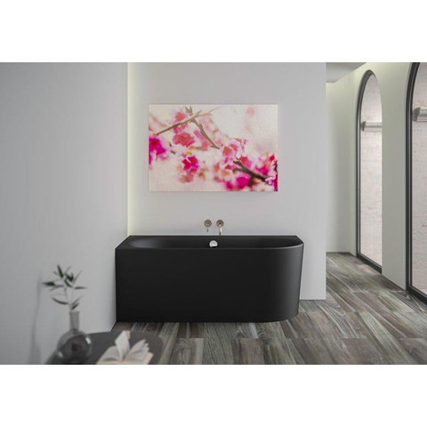 Plieger Kansas Baignoire d'angle - 155x80x60cm - angle gauche - avec arrivée d'eau - avec garniture de vidage et de trop-plein - avec pieds - acrylique - noir mat SW1027765