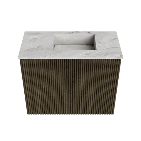 Mondiaz JOYA-DLUX 50cm toiletmeubel - kleur Shadow - Wastafel FAYE positie Rechts 1 kraangat kleur Glace. SW1422729