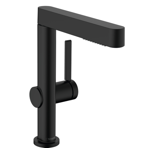 Hansgrohe Finoris Wastafelkraan - 230 - 2jet - met uittrekbare vuistdouche - met afvoerplug - mat zwart SW651140
