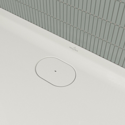 Villeroy & Boch Ecora douchebak - 160x90x3.5cm - afvoer lange zijde - white alpine (wit) SW1558884