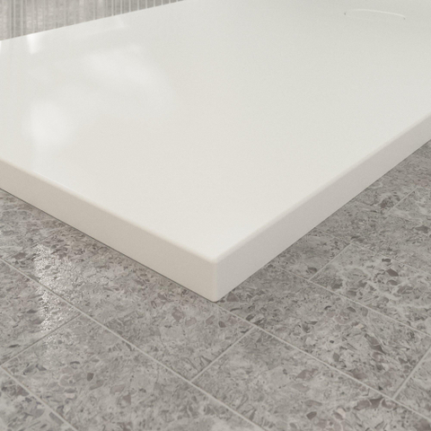 Villeroy & Boch Ecora douchebak - 180x100x4.5cm - afvoer korte zijde - stone white (wit) SW1558890