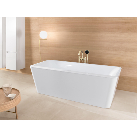 Villeroy & Boch Squaro edge 12 kunststof bad quaryl rechthoekig - vrijstaand - 180x80x45cm - inclusief paneel en afvoer /overloopcombinatie - glans wit 0942250