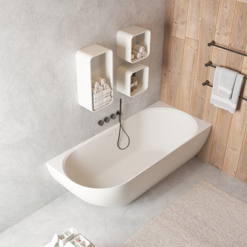 Ideavit Solidnova baignoire semi-autoportante - 180x80x56cm - Solid surface - Angle droit - Blanc mat SW857503